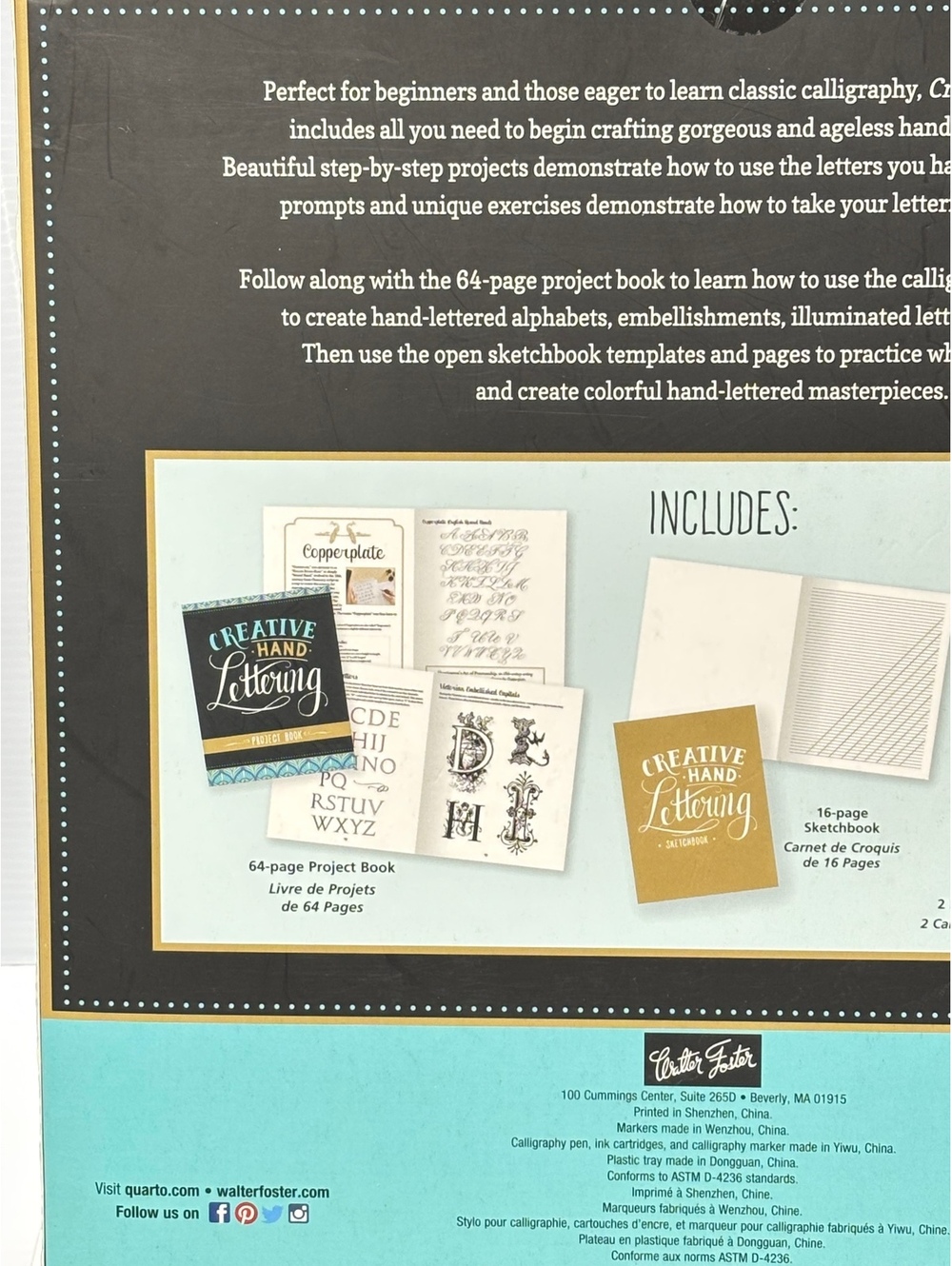Creative Hand Lettering Kit with Project Book, Sketchbook, Calligraphy Pen, Ink, - Picture 8 of 9